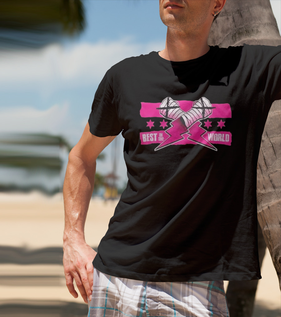 Best In The World CM Punk Crossed Bandaged Fists Lightning Bolt Stars T-Shirt