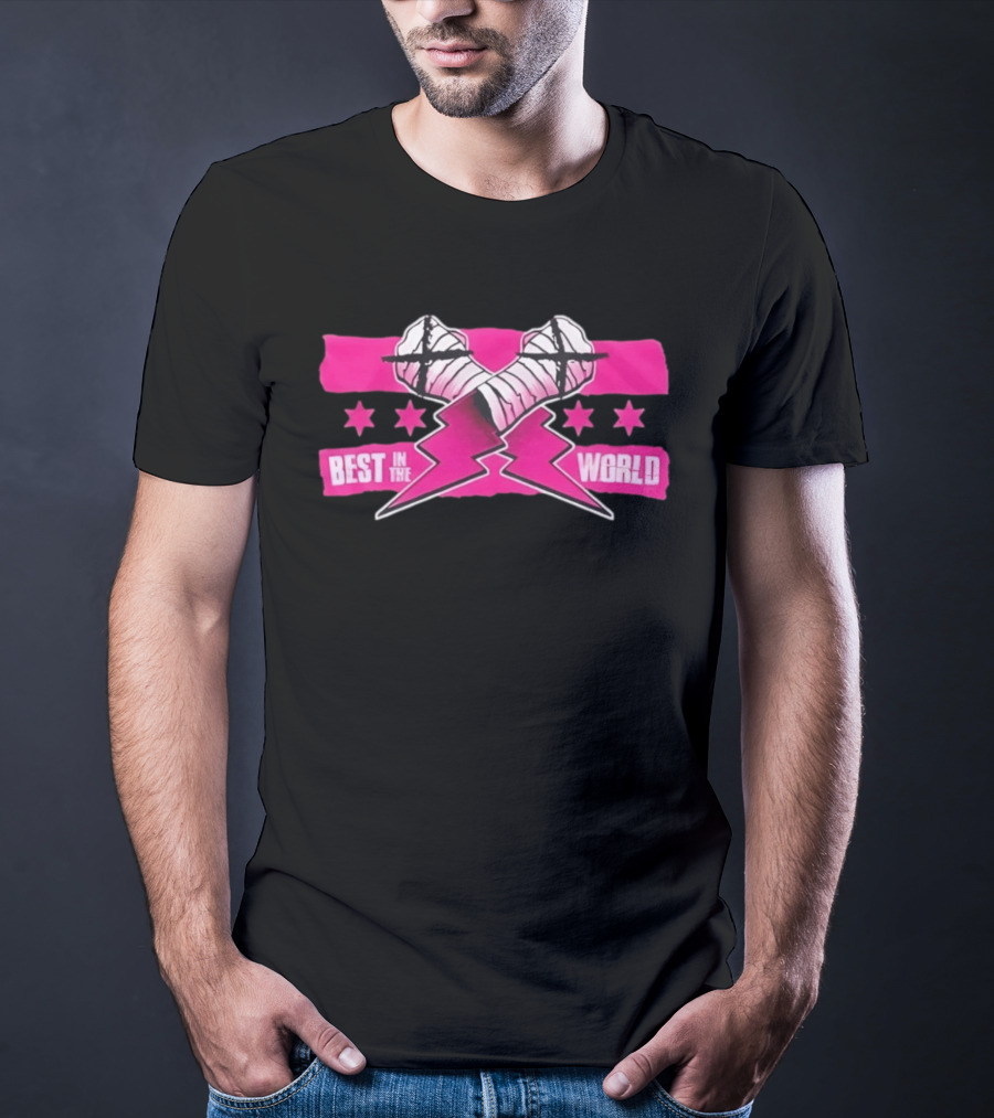 Best In The World CM Punk Crossed Bandaged Fists Lightning Bolt Stars T-Shirt