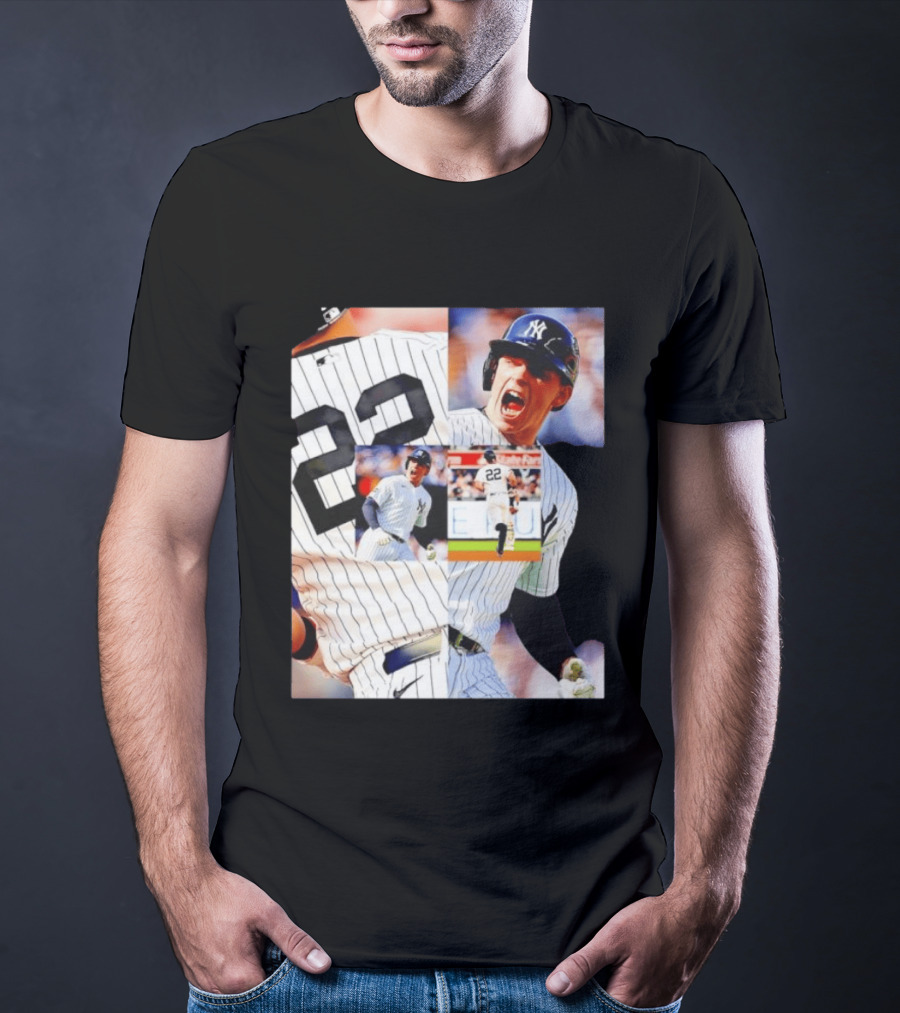 Harrison Bader No 22 Yankees Pinstripe Collage With Action Shots T-Shirt