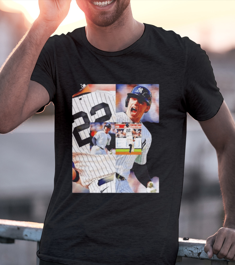 Harrison Bader No 22 Yankees Pinstripe Collage With Action Shots T-Shirt