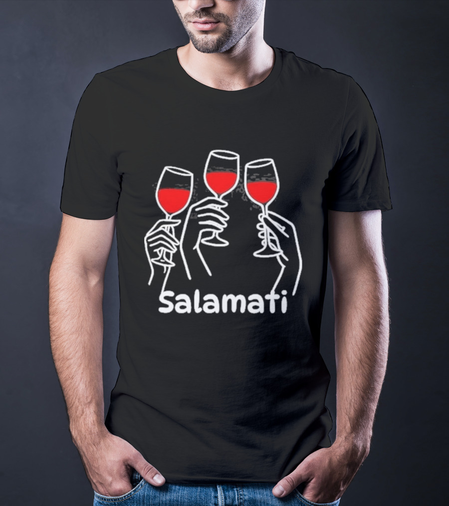 Salamati Wine Glass Toast Celebration T-Shirt