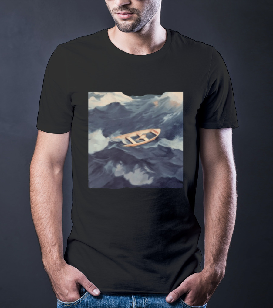 Morat Store Demasiado Lejos Boat On Stormy Seas Crewneck T-Shirt