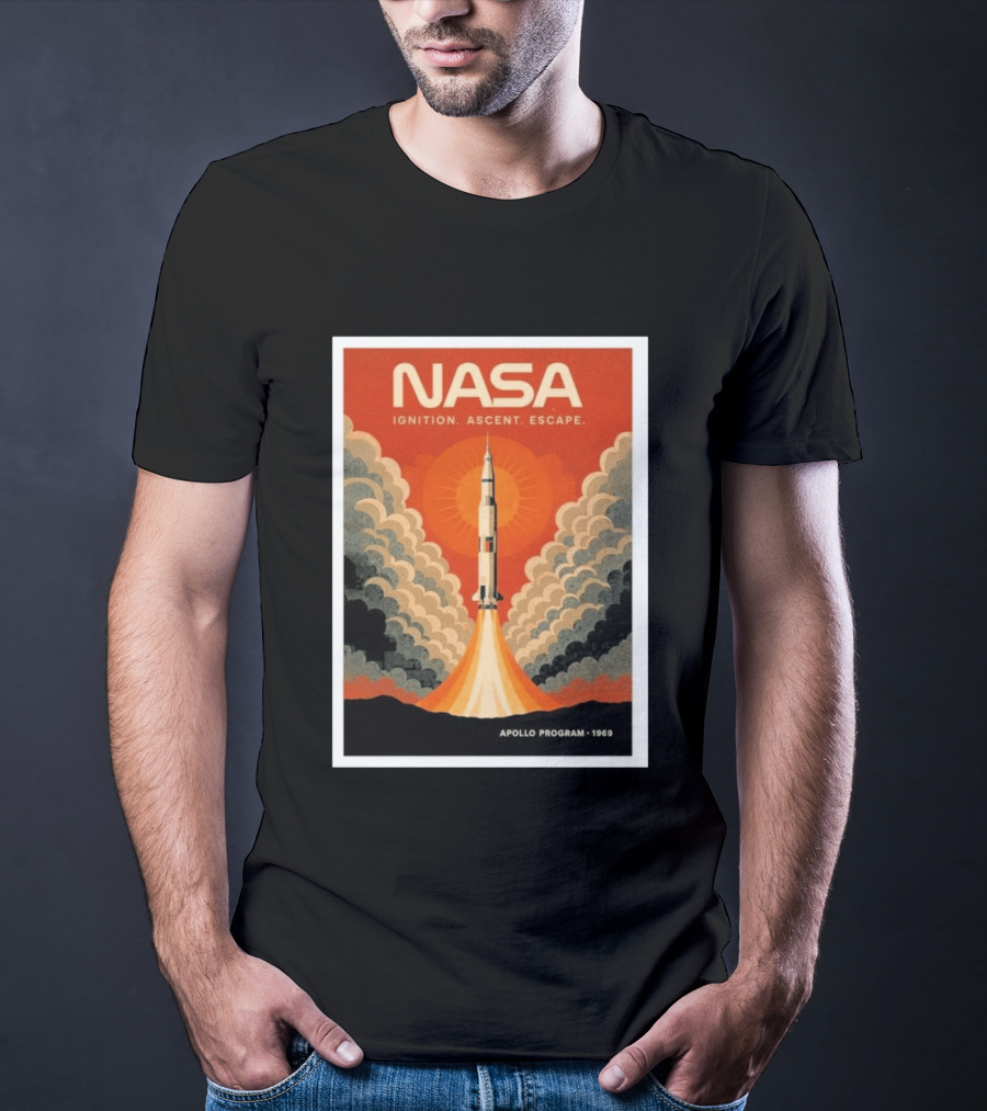 NASA Ignition Ascent Escape Apollo Program 1969 Rocket Launch T-Shirt