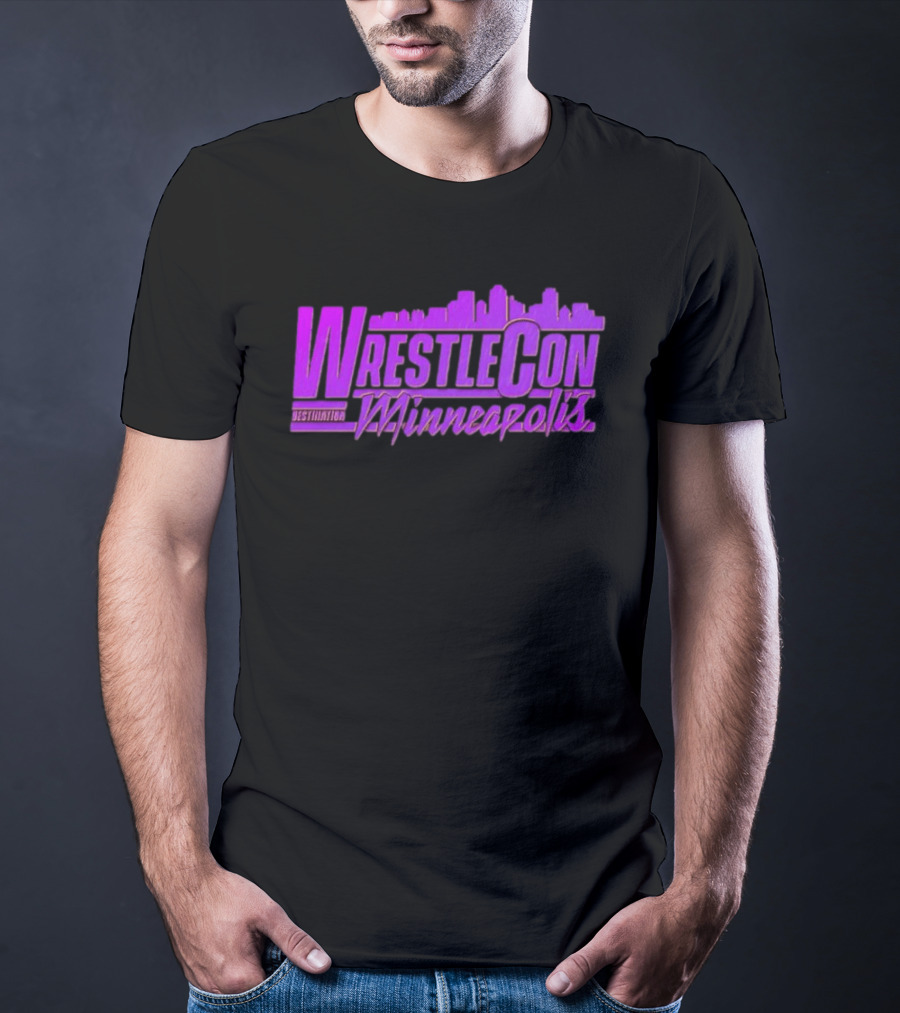 WrestleCon Destination Minneapolis Professional Wrestling Event Skyline T-Shirt
