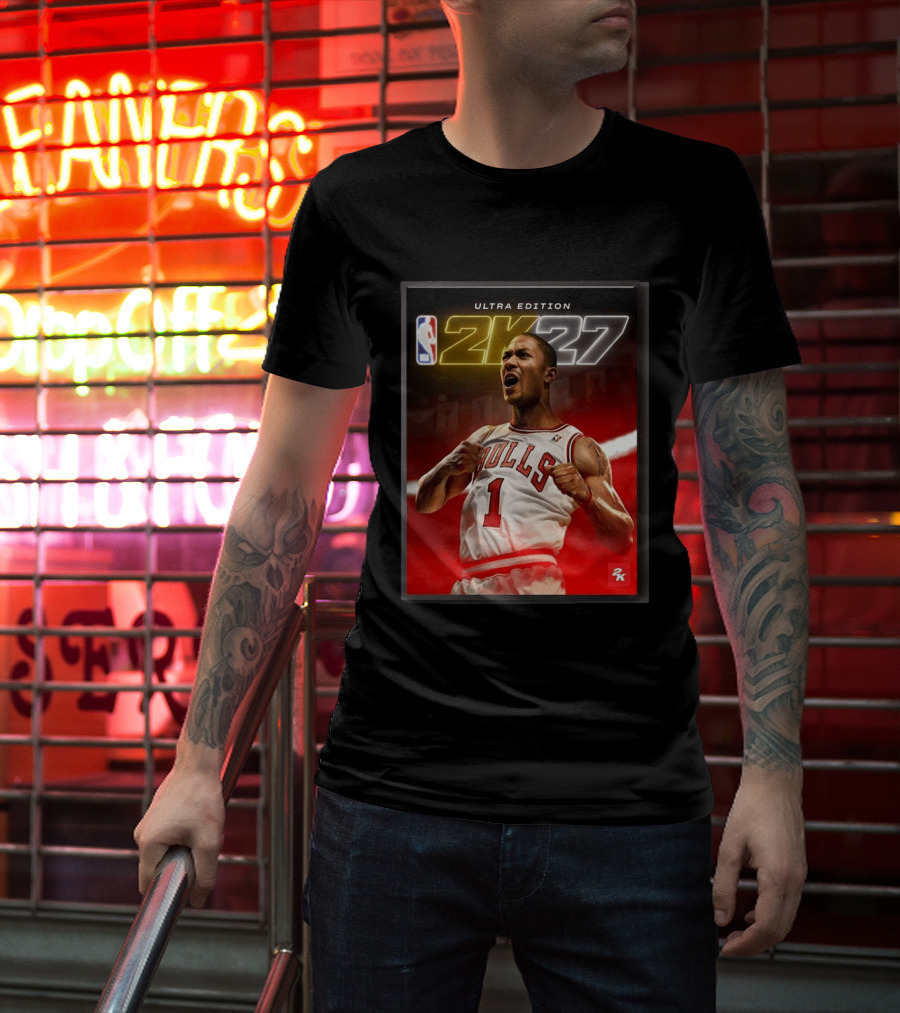 NBA 2K27 Ultra Edition Derrick Rose Bulls Cover Athlete T-Shirt