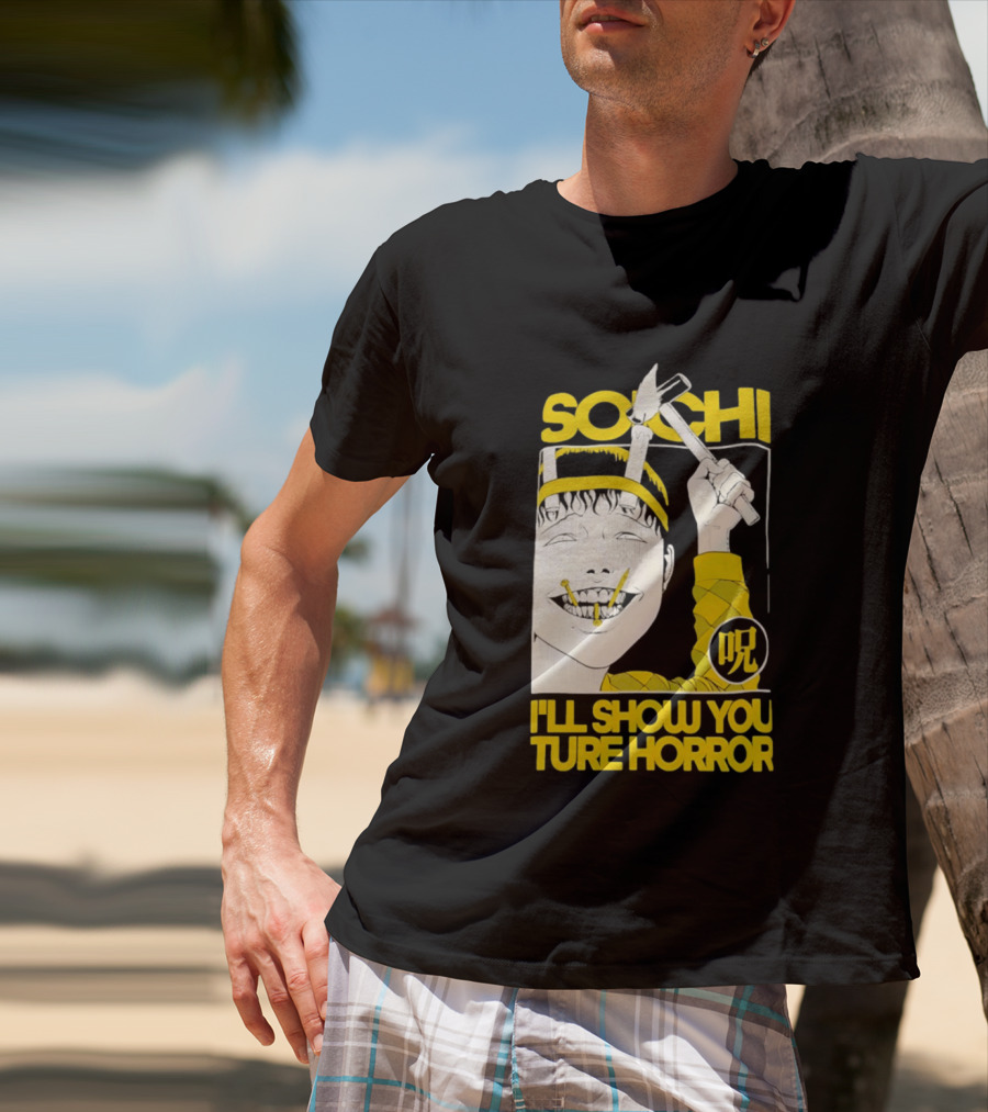 Soichi I'll Show You True Horror Junji Ito Manga Character Creepy Smile Yellow T-Shirt