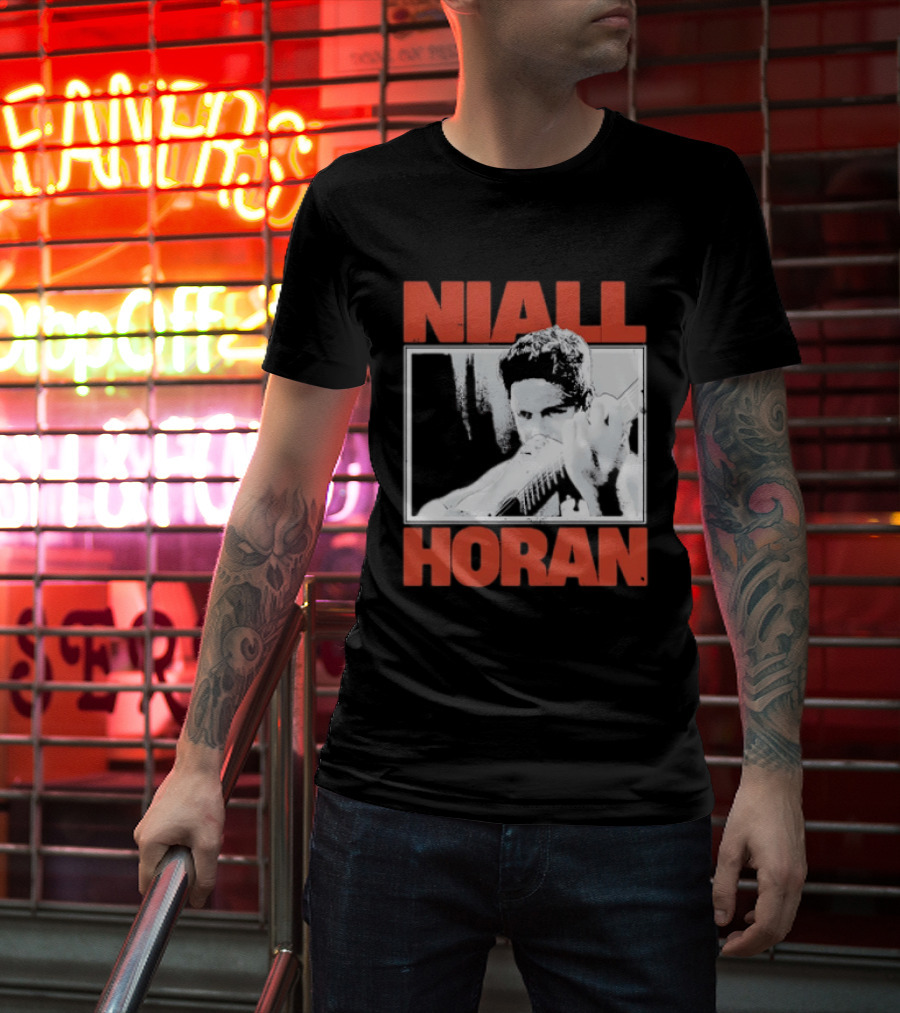 Niall Horan Playing Guitar Black And White T-Shirt