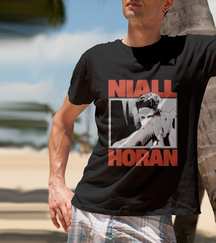 Niall Horan Playing Guitar Black And White T-Shirt
