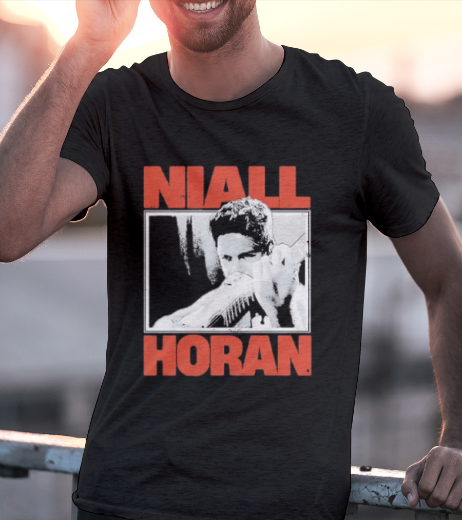 Niall Horan Playing Guitar Black And White T-Shirt