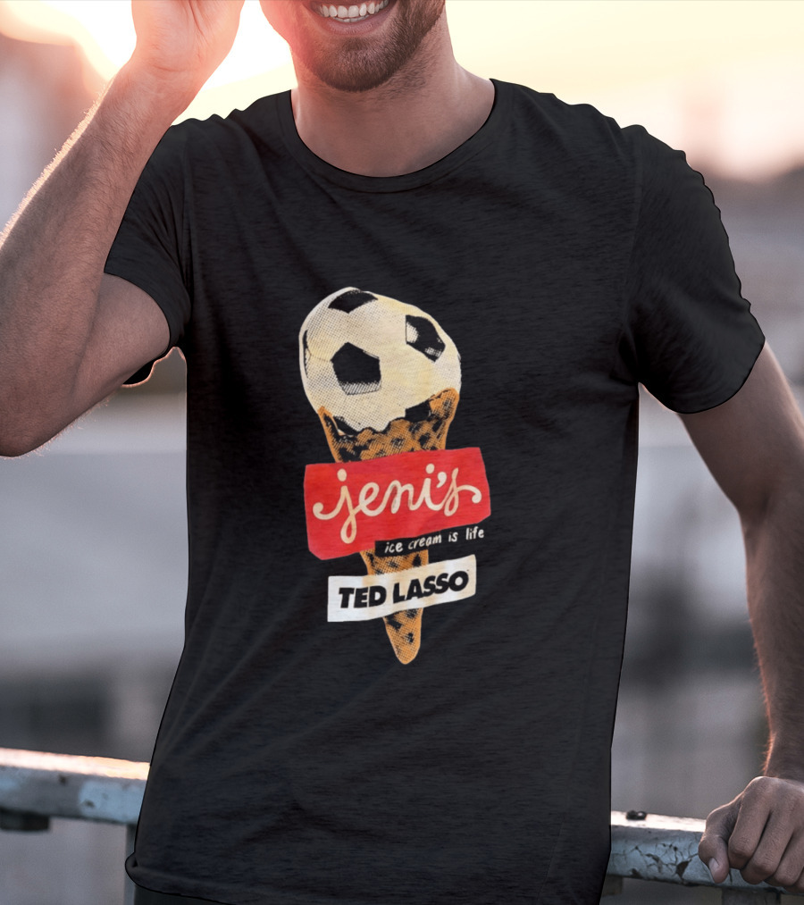Jeni's Ice Cream Is Life Soccer Cone Ted Lasso T-Shirt