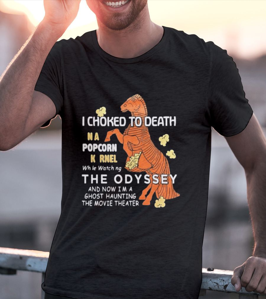 Trojan Horse Ghost Haunting The Odyssey Popcorn Kernel T-Shirt