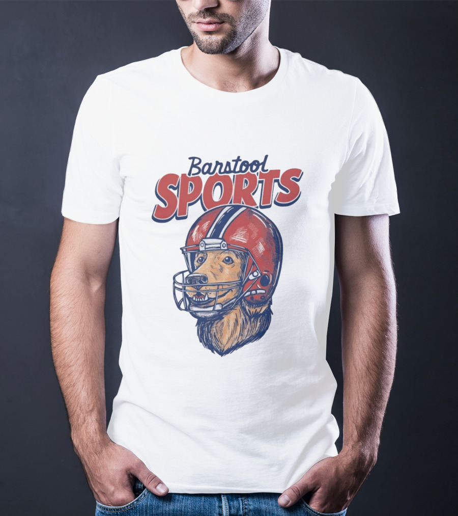 Barstool Sports Helmet Dog Red Football Fan T-Shirt