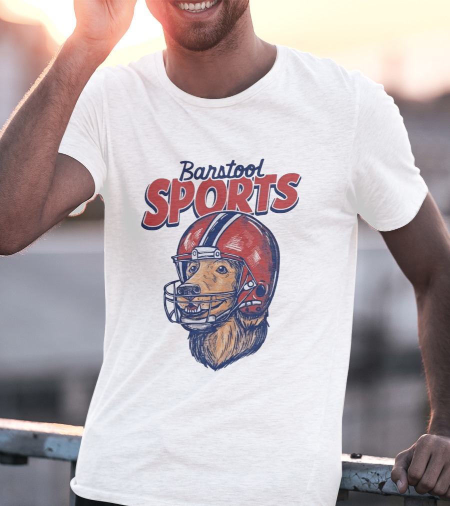 Barstool Sports Helmet Dog Red Football Fan T-Shirt