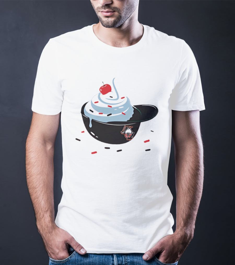 Baseballism Ice Cream Helmet Sundae With Cherry Baseball T-Shirt
