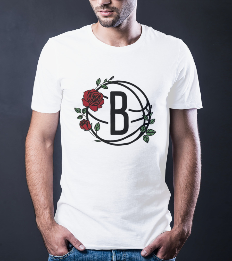Brooklyn Nets Floral Basketball Rose B T-Shirt