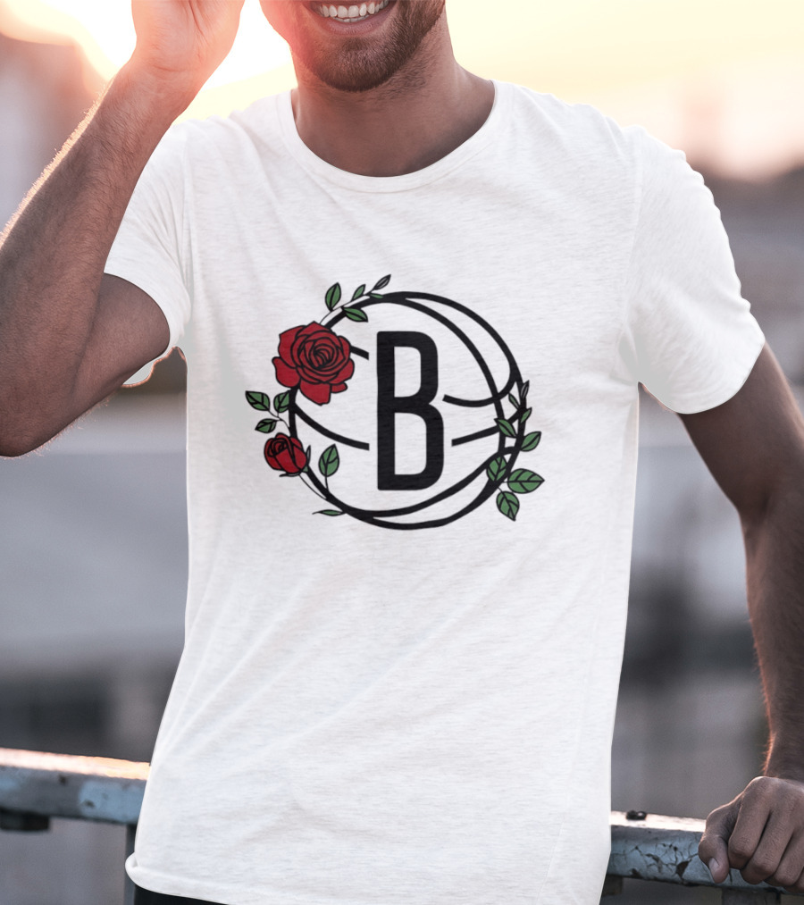Brooklyn Nets Floral Basketball Rose B T-Shirt