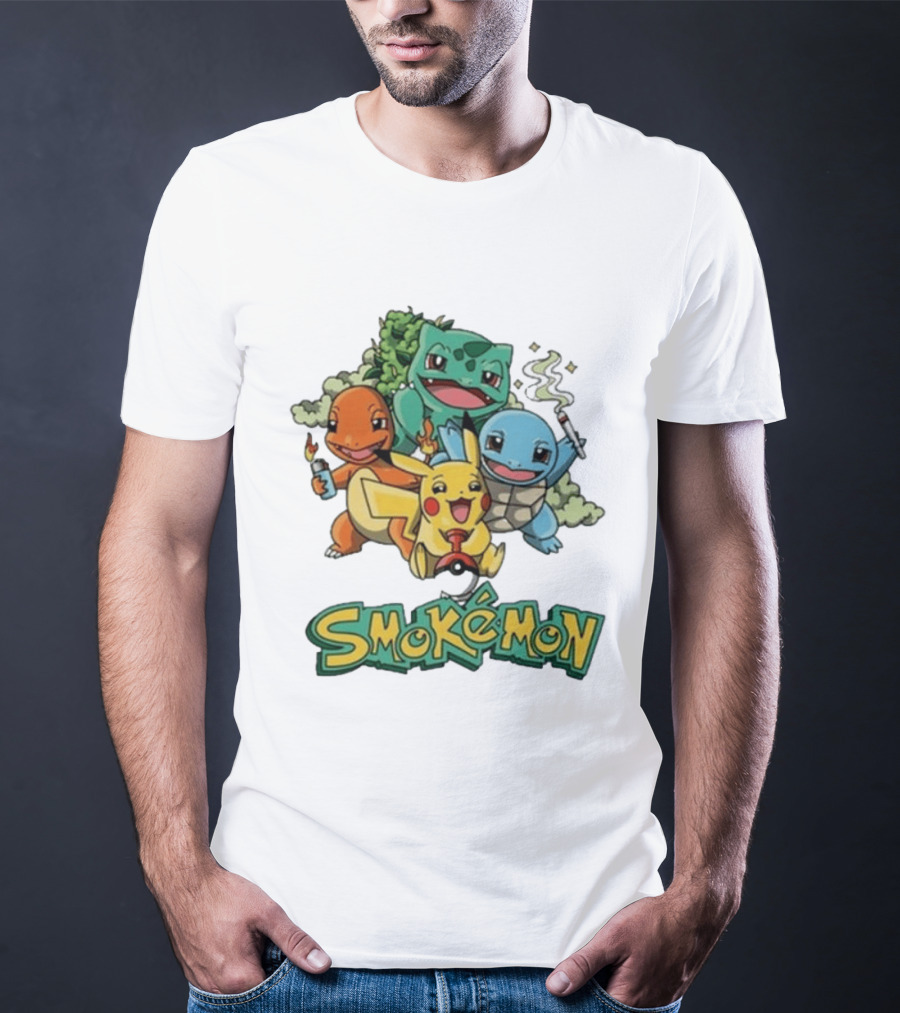 Smokemon Pikachu Charmander Squirtle Bulbasaur Fun T-Shirt