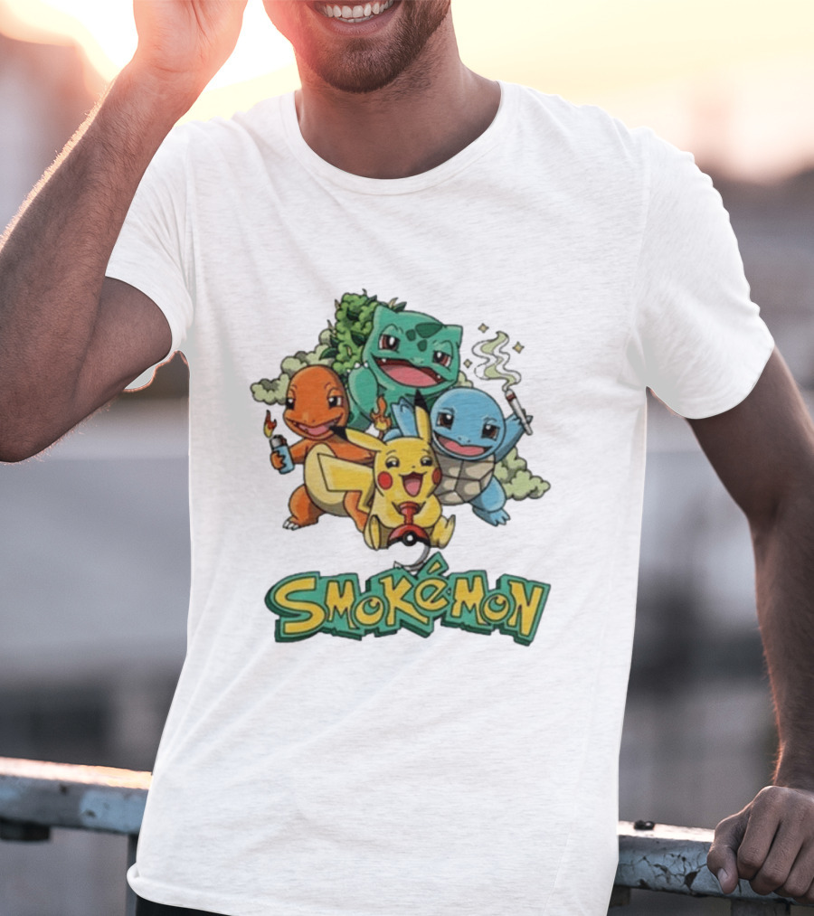 Smokemon Pikachu Charmander Squirtle Bulbasaur Fun T-Shirt
