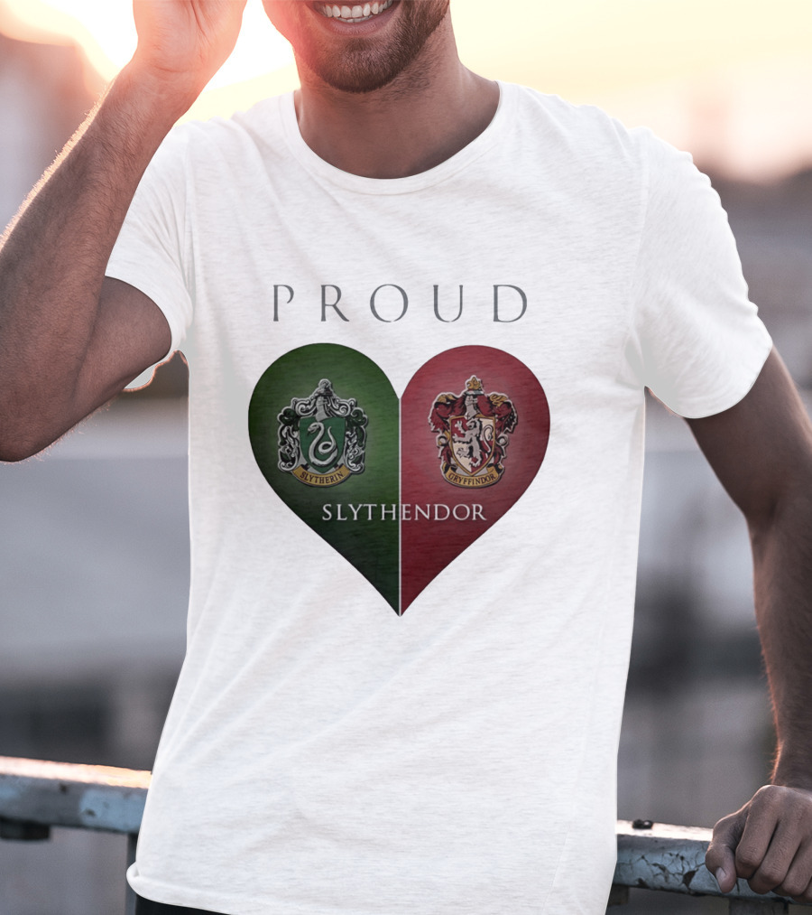 Proud Slythendor Heart Slytherin Gryffindor Crest Combination T-Shirt