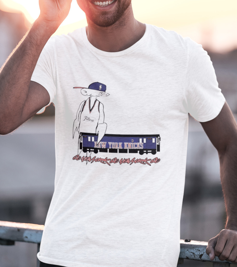 Futura New York Knicks Go New York Go Subway Train Basketball T-Shirt