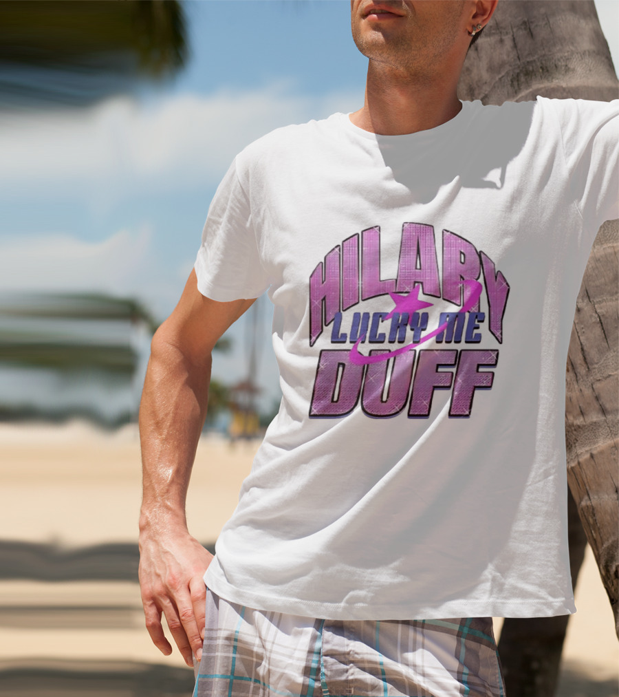 Hilary Duff Lucky Me Pink Glitter Star Planet Pop Singer T-Shirt