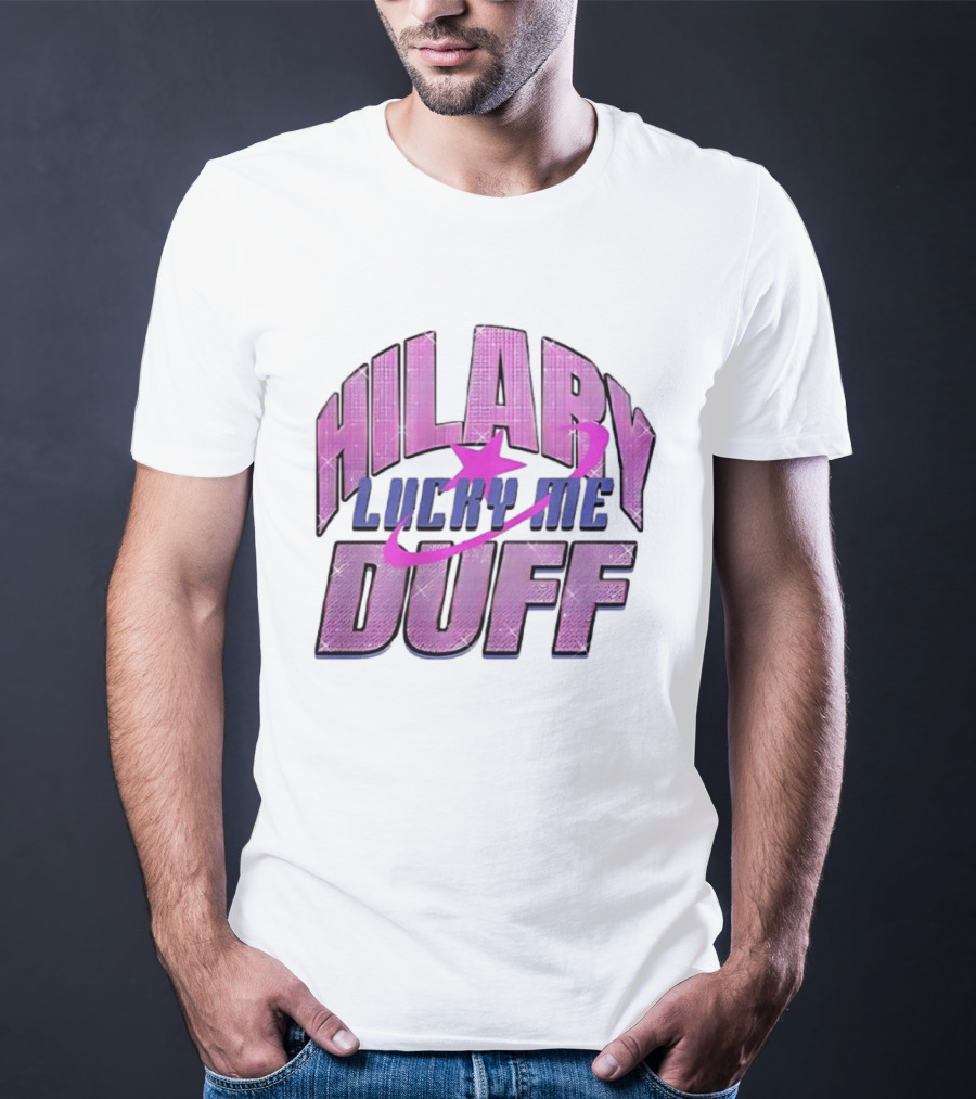 Hilary Duff Lucky Me Pink Glitter Star Planet Pop Singer T-Shirt