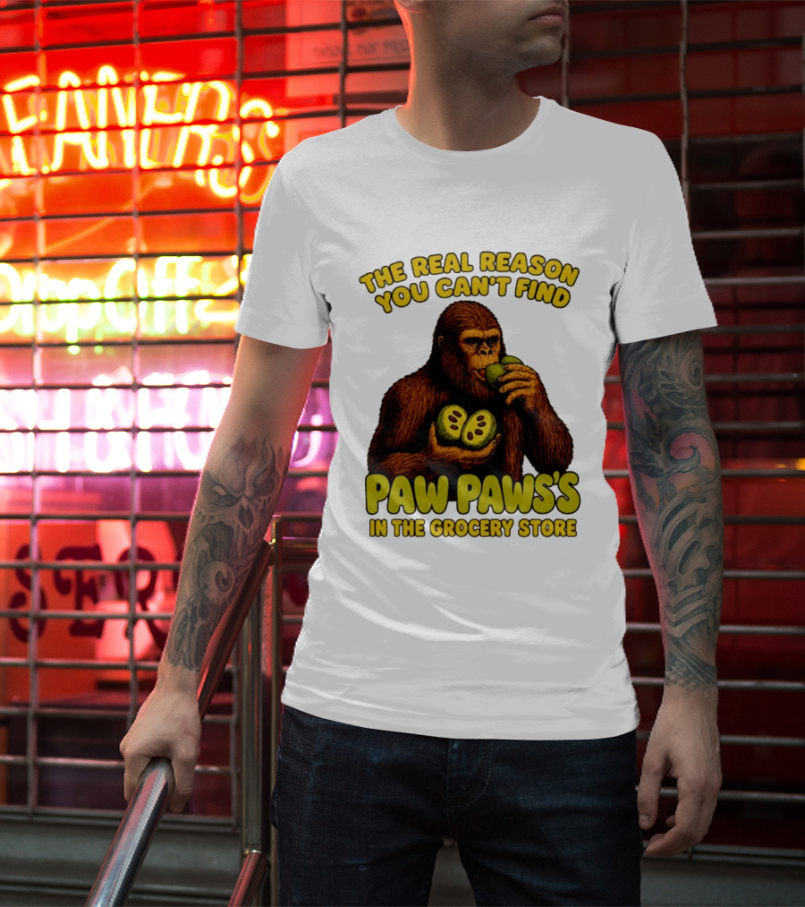 Pawpaw Fruit Mystery Sasquatch Eating Pawpaws In Grocery Store T-Shirt