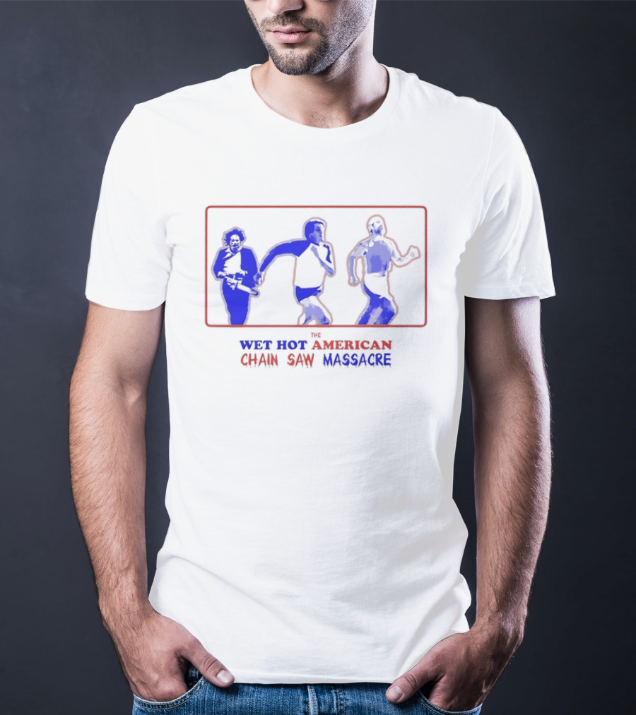 Wet Hot American Chain Saw Massacre Silhouettes Dance Comedy Horror Mashup T-Shirt