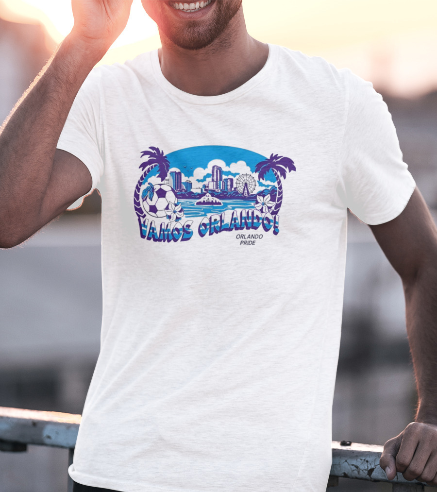 Vamos Orlando Orlando Pride Skyline Soccer Tropical Cityscape T-Shirt