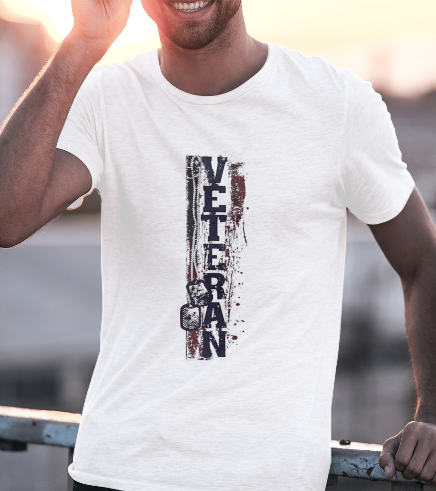 Veteran Dog Tags Distressed American Flag Honor T-Shirt