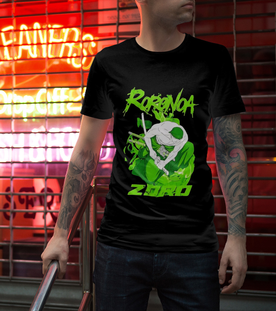 Roronoa Zoro Sword Fighter Anime Drawing T-Shirt