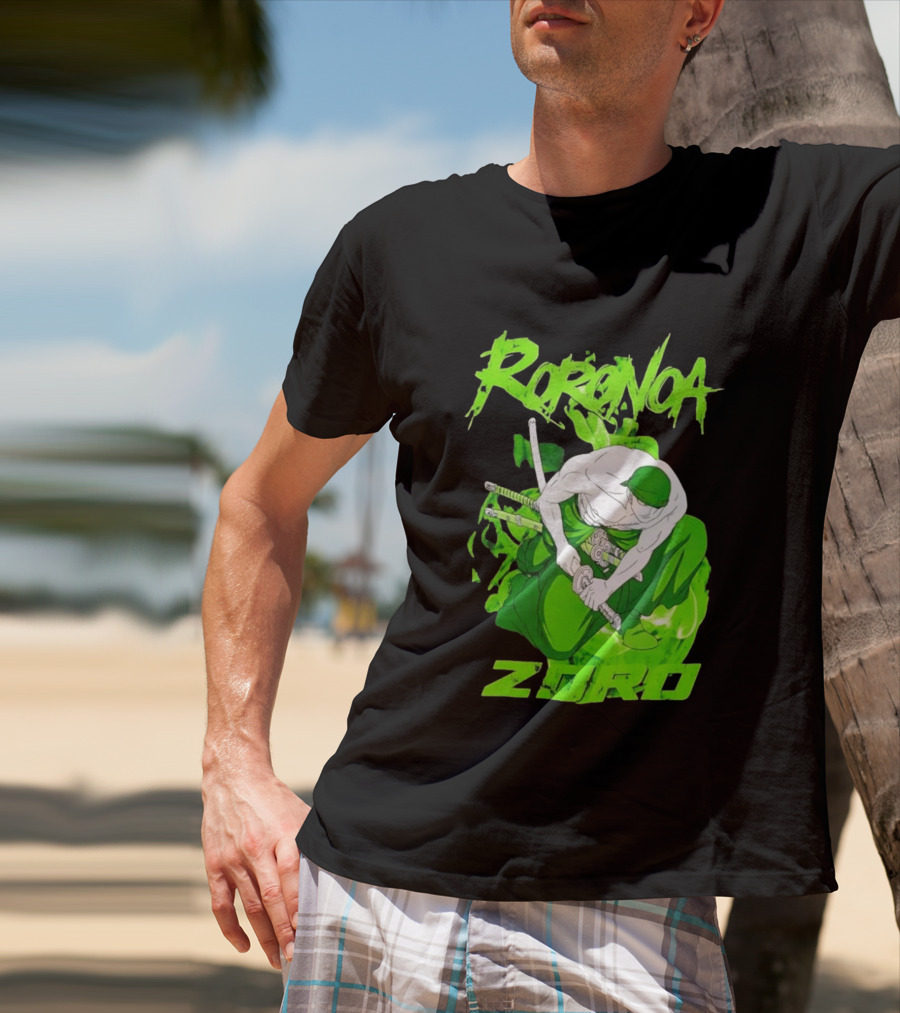 Roronoa Zoro Sword Fighter Anime Drawing T-Shirt