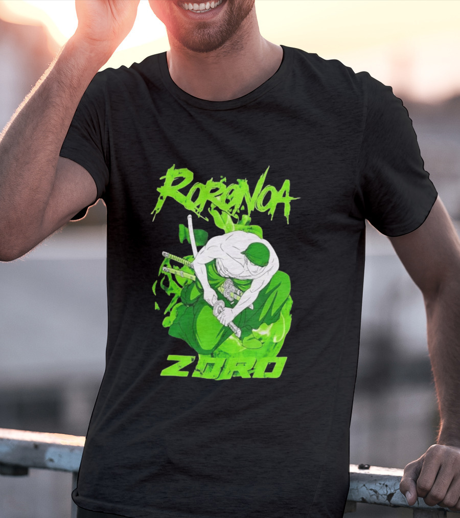 Roronoa Zoro Sword Fighter Anime Drawing T-Shirt