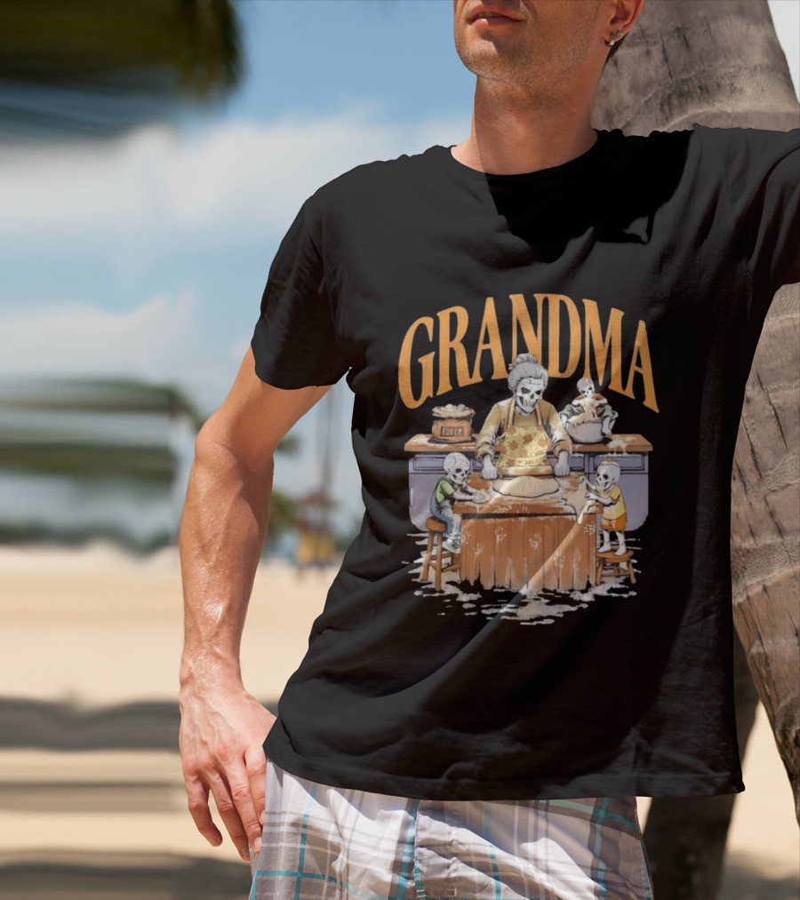 Grandma Baking Fun Skeleton Kitchen Flour Playtime T-Shirt