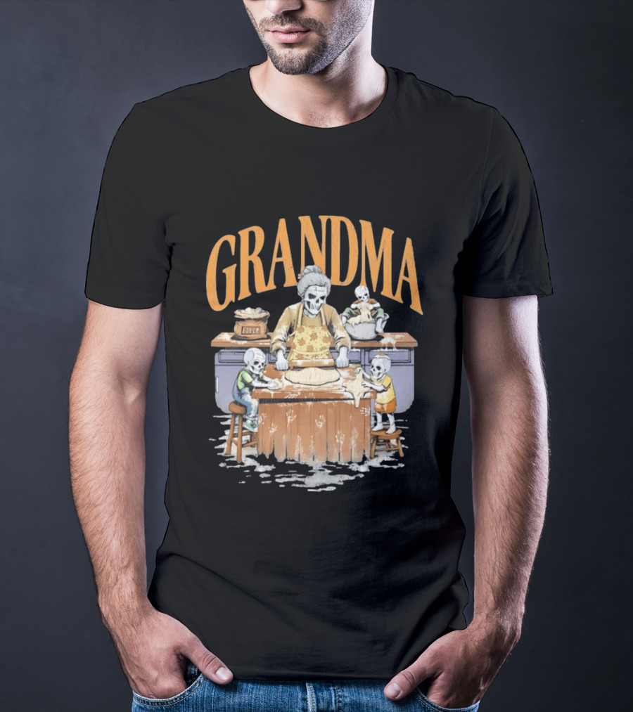 Grandma Baking Fun Skeleton Kitchen Flour Playtime T-Shirt