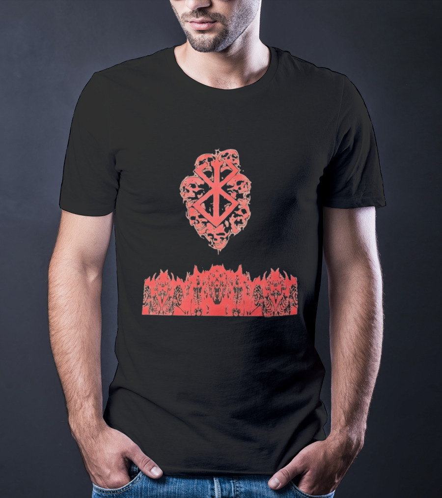 Berserk Sacrifice Skulls Skeletons Symbolic Red T-Shirt