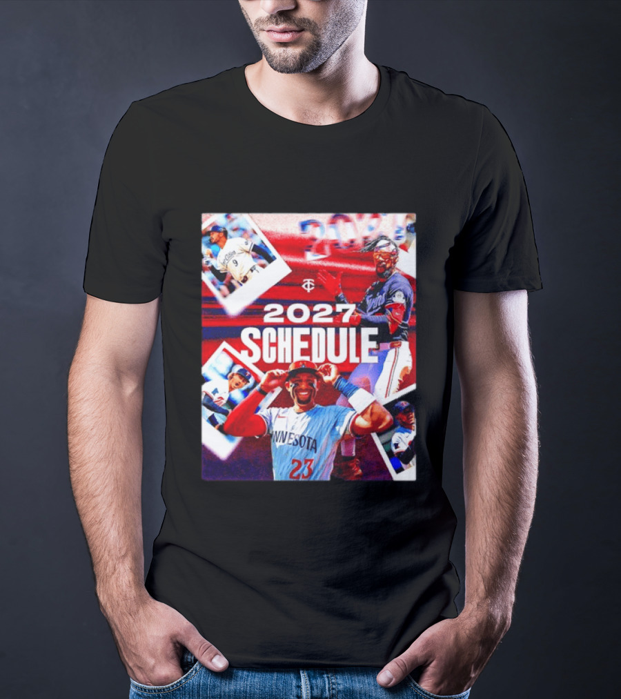 Minnesota Twins 2027 Schedule Collage With Players And Photos T-Shirt