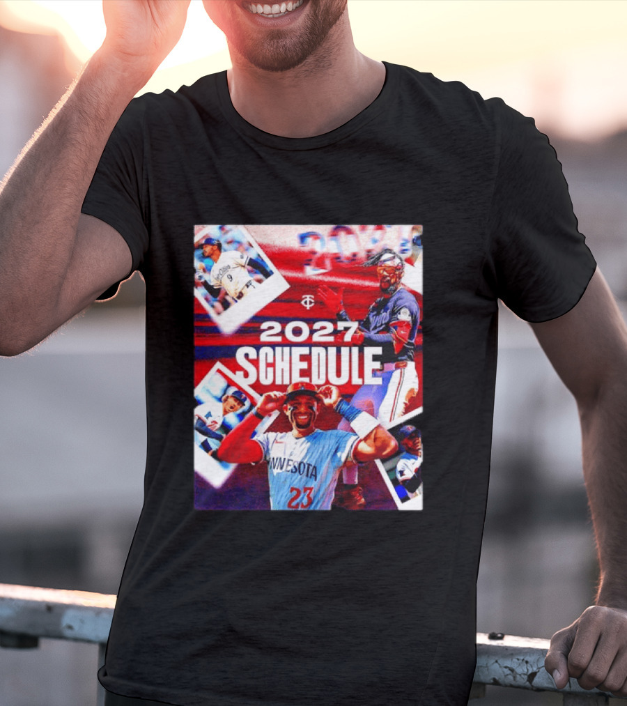 Minnesota Twins 2027 Schedule Collage With Players And Photos T-Shirt