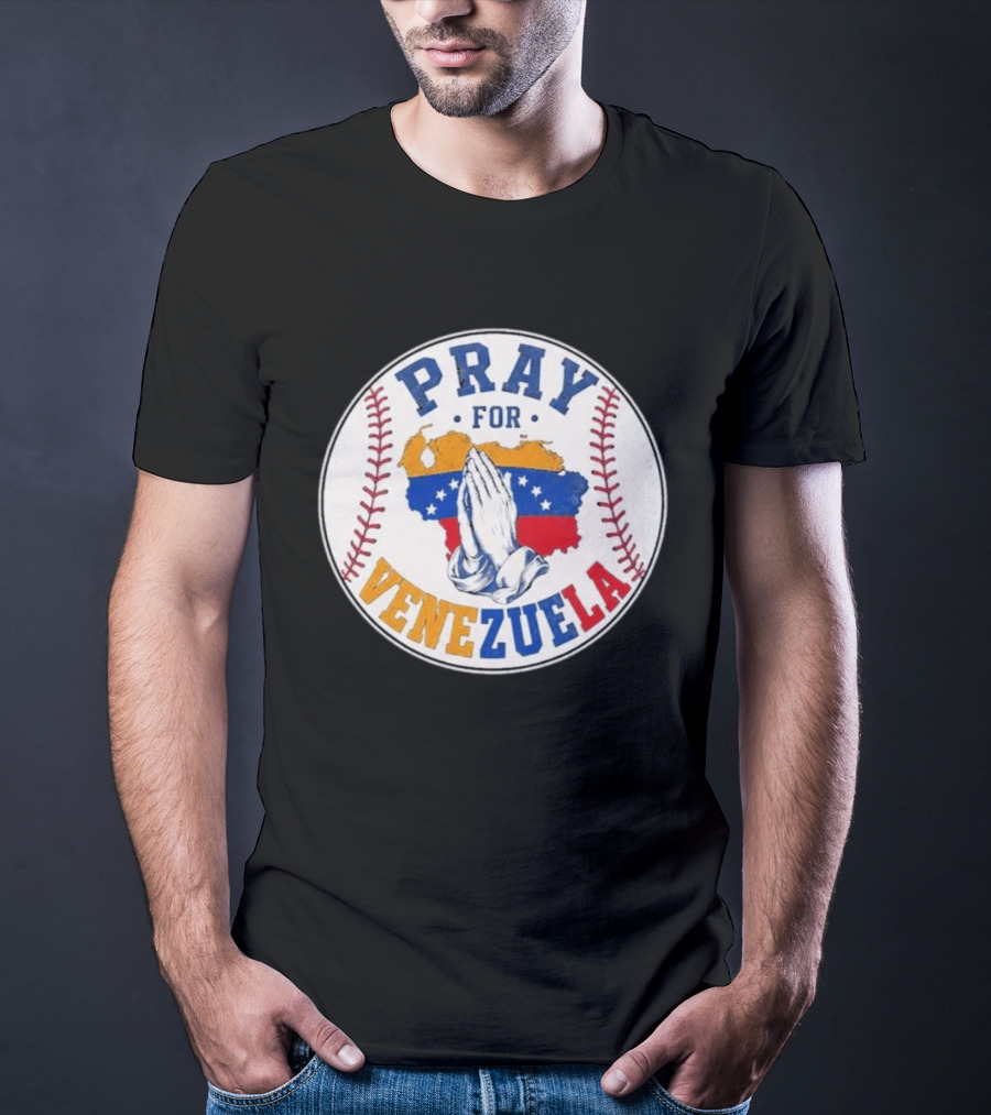 Pray For Venezuela Baseball Map Hands T-Shirt