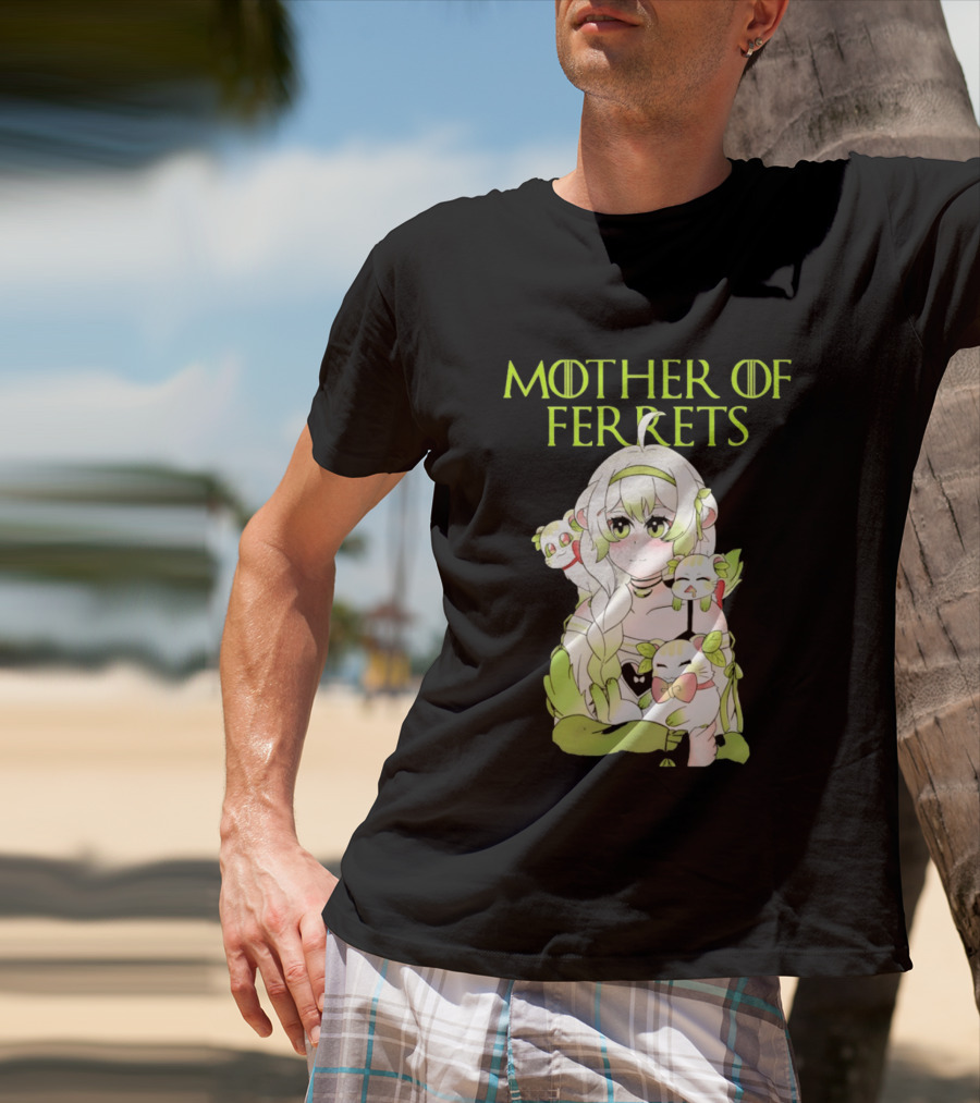 Mother Of Ferrets Anime Girl Ferret Lover Cute Kawaii T-Shirt