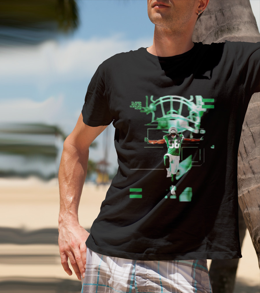 New York Jets 56 Days Til Season Countdown With Football Player And Helmet T-Shirt