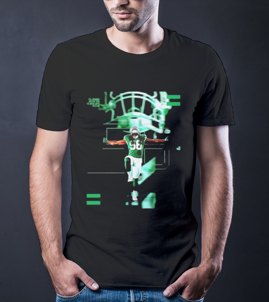 New York Jets 56 Days Til Season Countdown With Football Player And Helmet T-Shirt