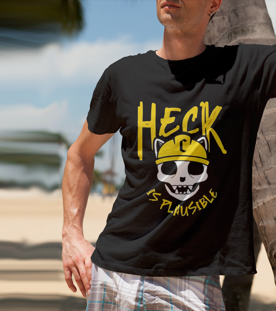 Heck Is Plausible Cat Skull Construction Helmet T-Shirt