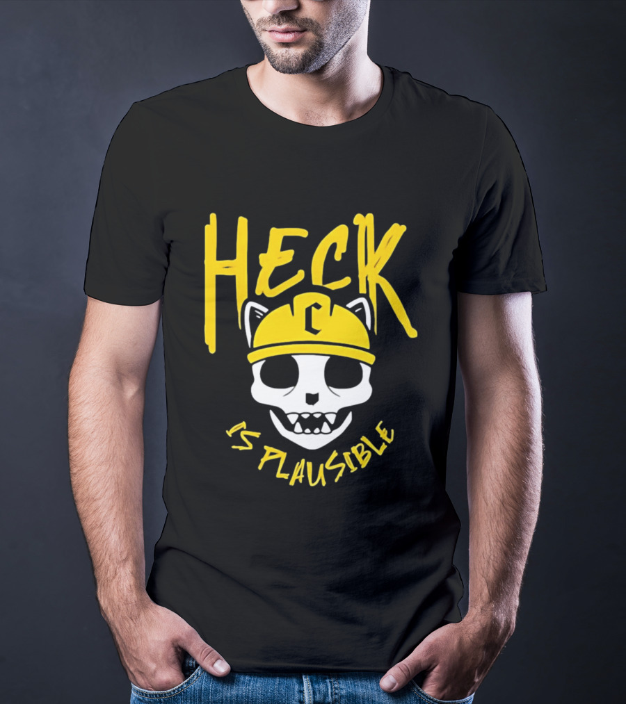 Heck Is Plausible Cat Skull Construction Helmet T-Shirt