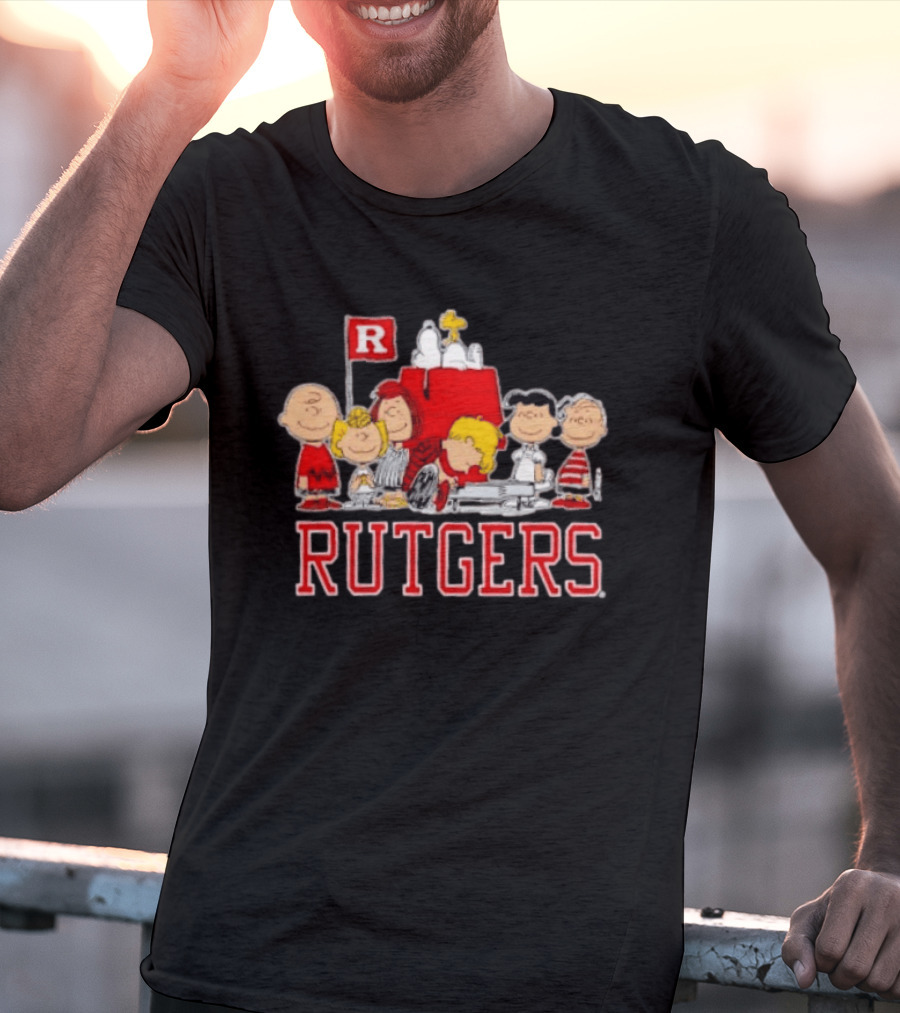 Peanuts Characters Rutgers Scarlet Knights Snoopy Woodstock Lucy Charlie Brown T-Shirt