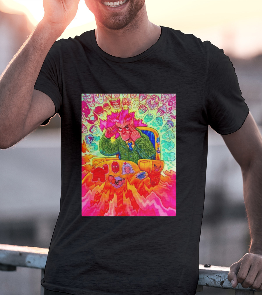Professor X Dazzler World Tour X Men Collage Psychedelic Comic Art Marvel Characters T-Shirt