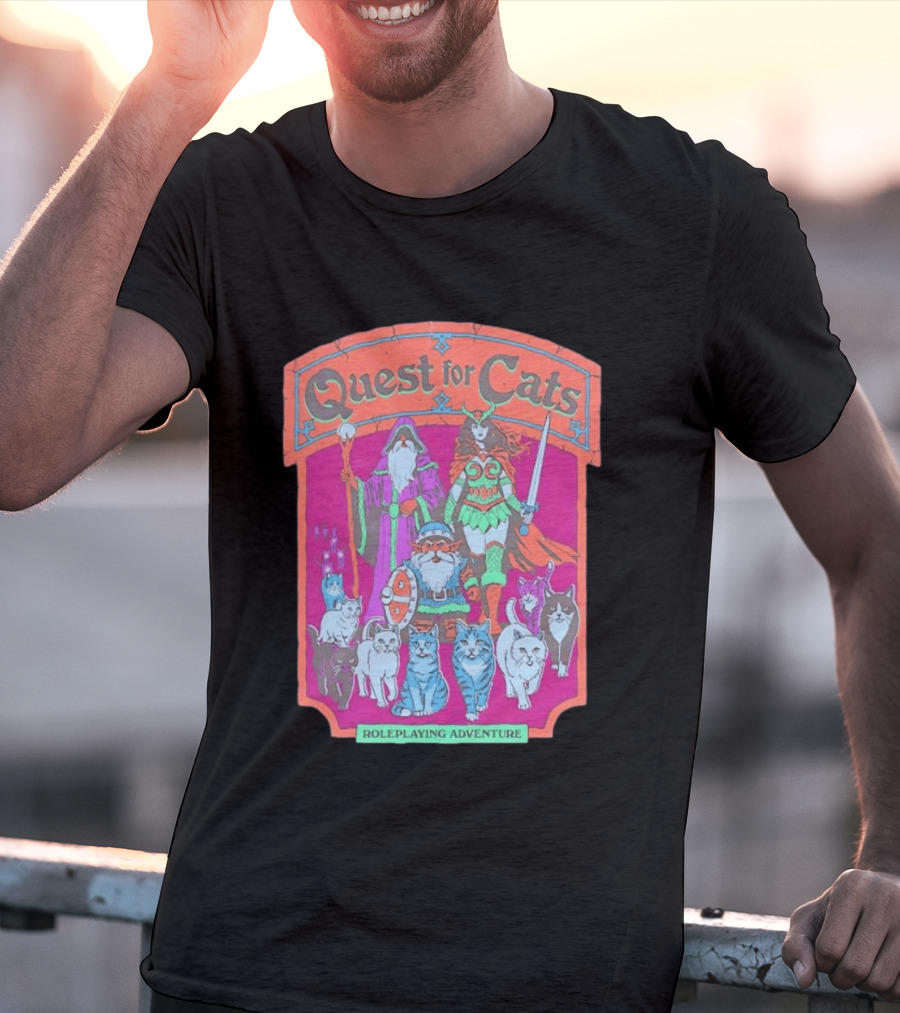 Quest For Cats Fantasy Roleplaying Adventure Mage Warriors And Cats T-Shirt