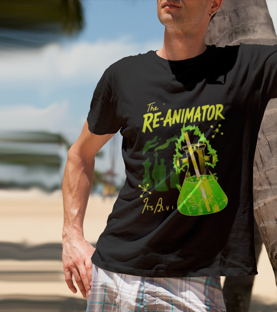 The Re Animator It's Alive Green Lab Flask Horror Film T-Shirt