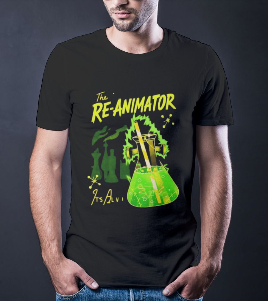 The Re Animator It's Alive Green Lab Flask Horror Film T-Shirt