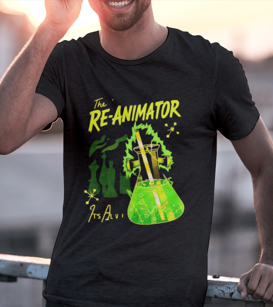 The Re Animator It's Alive Green Lab Flask Horror Film T-Shirt
